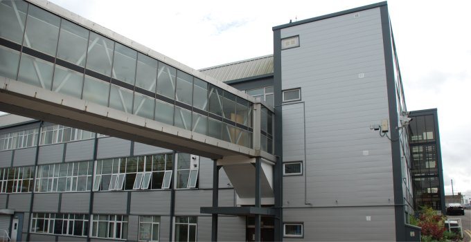 Steel cladding on a traditional industrial site