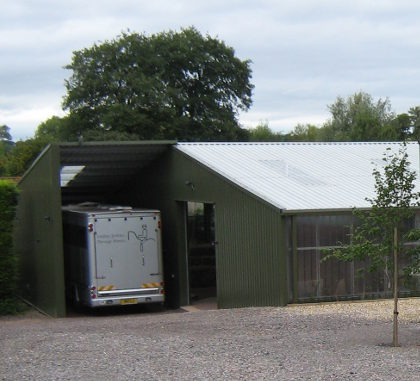 Parking area for horse boxes next to the riding arena